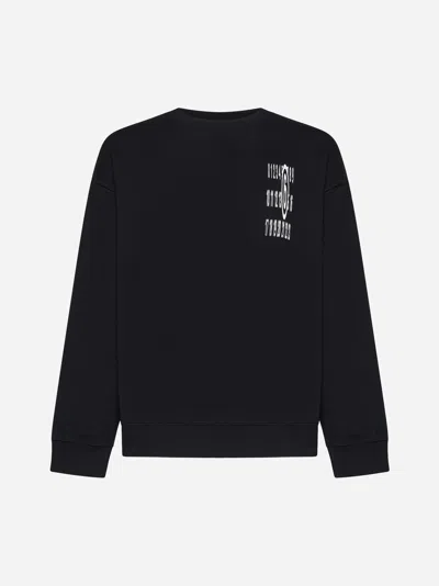 Shop Mm6 Maison Margiela Logo And Cut-out Cotton-blend Sweatshirt In Black