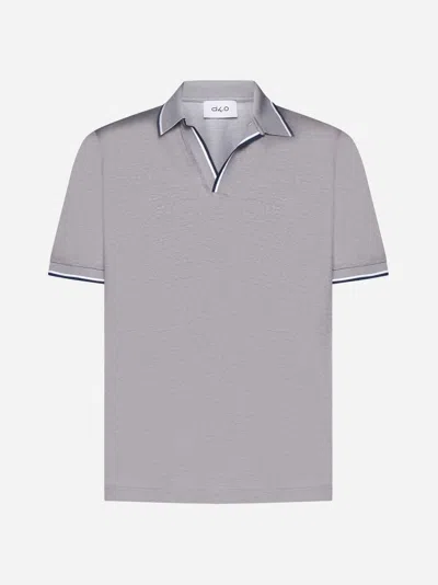 Shop D4.0 Cotton Piquet Polo Shirt In Grey