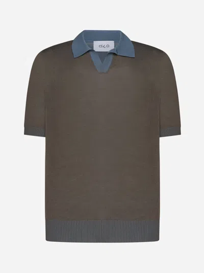 Shop D4.0 Cotton Knit Polo Shirt In Brown