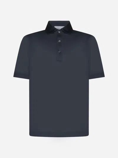 Shop D4.0 Cotton Polo Shirt In Dark Grey