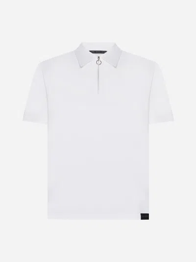 Shop Low Brand Zip-up Cotton Polo Shirt In White