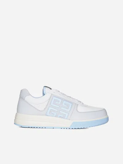 Shop Givenchy G4 Leather Low-top Sneakers In White,grey,blue