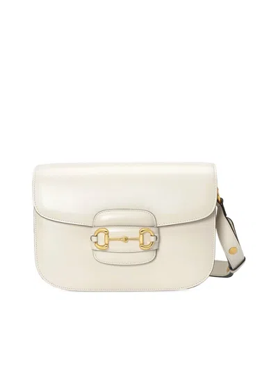 Shop Gucci 1955 Horsebit Shoulder Bag In White