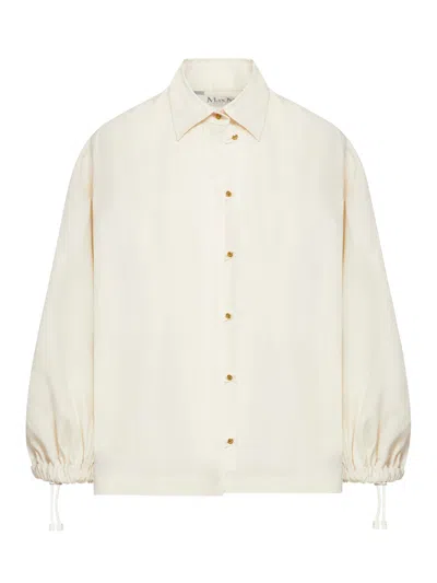 Shop Max Mara Oversized Shirt In Linen And Silk In White