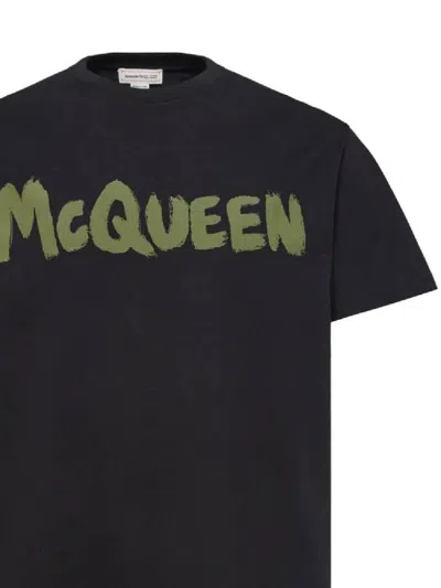 Shop Alexander Mcqueen T-shirts And Polos In Black/khaki