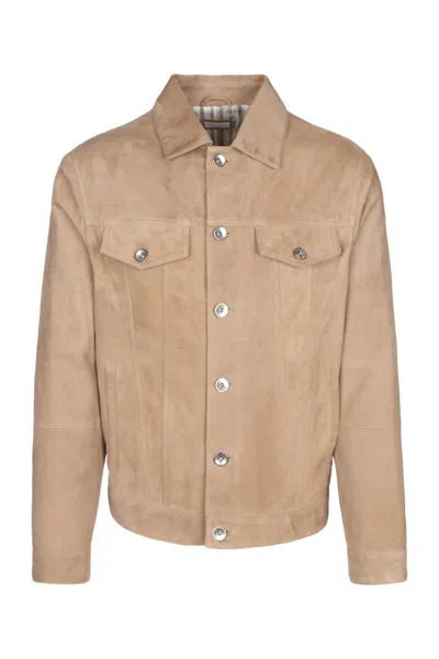 Shop Brunello Cucinelli Leather Jackets In Tabacco