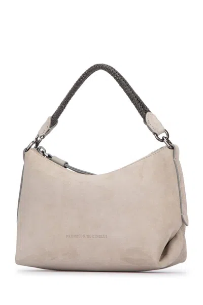 Shop Brunello Cucinelli Shoulder Bags In Quarzo