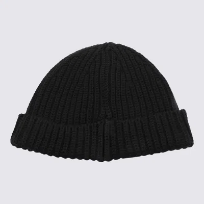 Shop Etro Black Wool Logo Beanie Hat