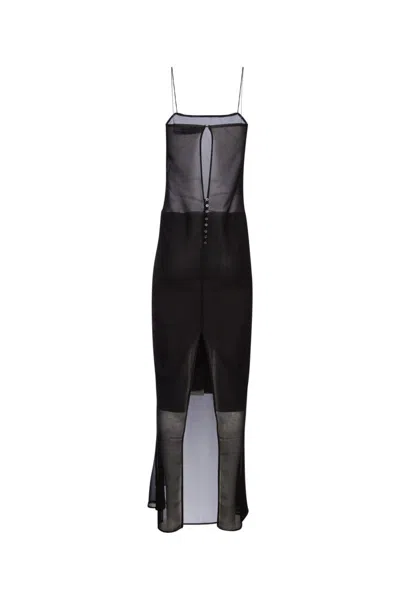Jacquemus Panel Midi Straps Slit Block Dress In Black