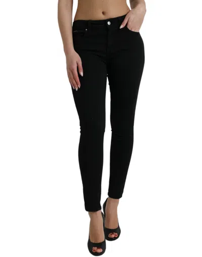 Shop Dolce & Gabbana Black Cotton Stretch Denim Skinny Jeans