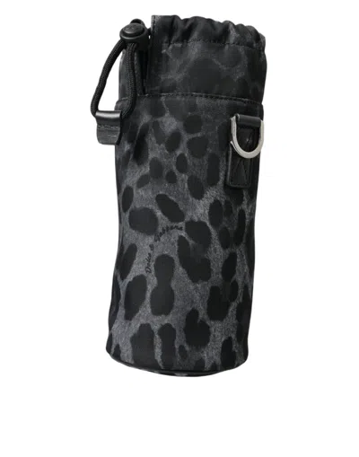 Shop Dolce & Gabbana Black Leopard Round Slim Tote Bottle Cage Bag