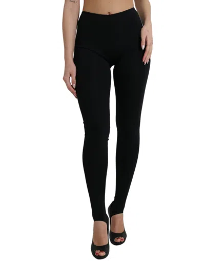 Shop Dolce & Gabbana Black Nylon Stretch Slim Leggings Pants