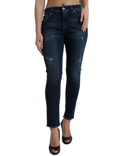 Shop Dolce & Gabbana Dark Blue Cotton Stretch Denim Skinny Jeans