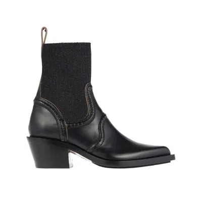 Shop Chloé Chloè Nellie Leather Boots In Black