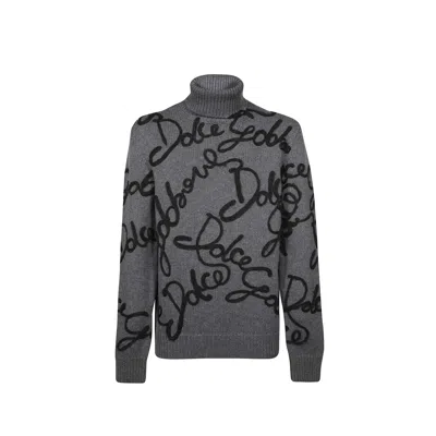 Shop Dolce & Gabbana Roll Neck Jumper In Gray