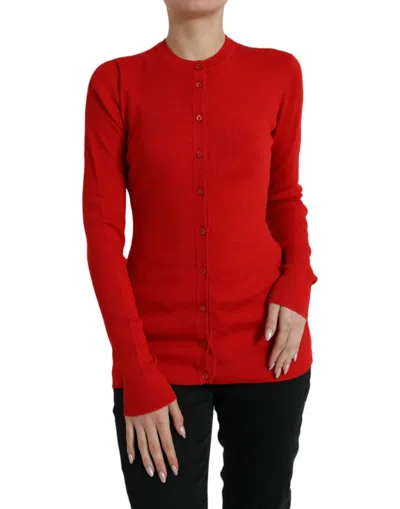 Shop Dolce & Gabbana Red Cashmere Button Down Cardigan Sweater