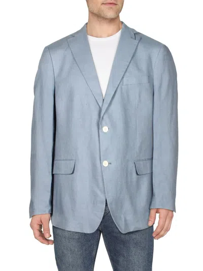 Shop Lauren Ralph Lauren Mens Linen Two-button Sportcoat In Blue