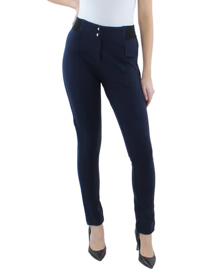 Shop Gracia Womens Knit Stretch Skinny Pants In Blue