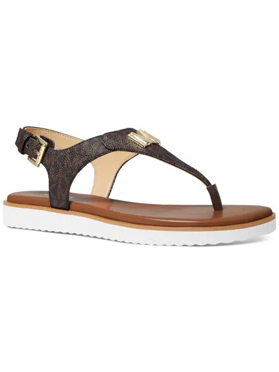 Shop Michael Michael Kors Womens Flat Sling Back Thong Sandals In Brown