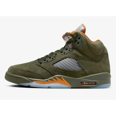 Shop Nike Air Jordan 5 Retro Army Olive/solar Orange Dd0587-308 Men's In Green