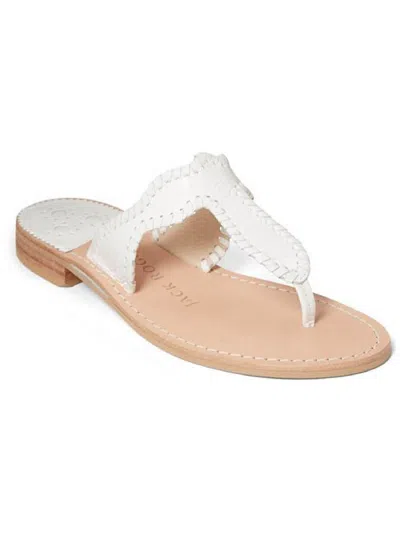 Shop Jack Rogers Jackie Croc Flat Sandal Womens Leather Thong Flip-flops In White