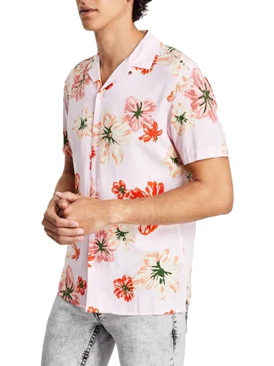 Shop Inc Mens Floral Button-down Hawaiian Print Shirt In Multi