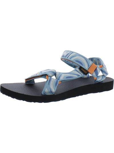Shop Teva Womens Fringe Strappy Platform Sandals In Blue