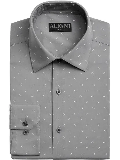 Shop Alfani Mens Slim Fit Button Front Dress Shirt In Grey