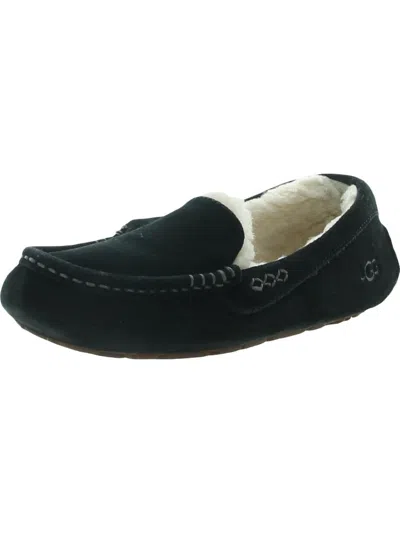 Ugg Ansley Womens Suede Comfy Moccasin Slippers In Black