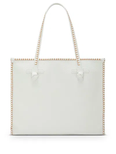 Shop Gianni Chiarini Marcella Leather Shopping Bag With Contrasting Trim In White