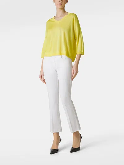 Shop Kangra Cashmere V-neck Sweater In Silk And Cashmere Blend In Yellow