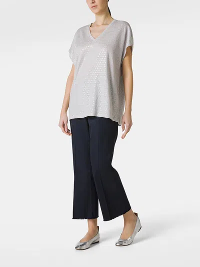 Shop Kangra Cashmere Linen T-shirt With Lurex Effect And V-neck In Grey