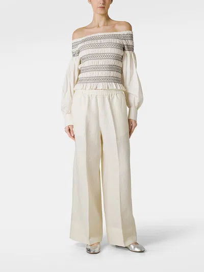 Shop Seventy Linen Trousers In Beige