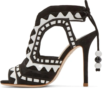 Shop Sophia Webster Black & White Suede Riko Sandals