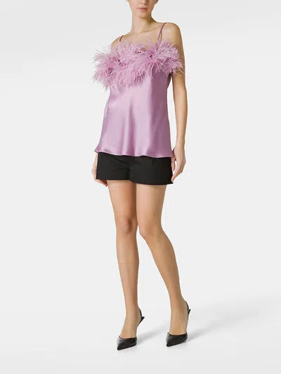 Shop Antonelli Top With Feathers In Purple