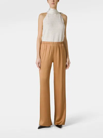 Shop Antonelli Silk Trousers In Brown
