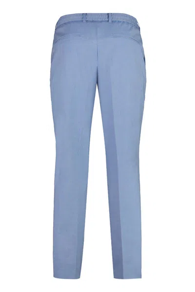 Shop Hugo Boss Boss Cotton Trousers In Blue