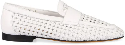 Shop Doucal's Leather Loafers In White