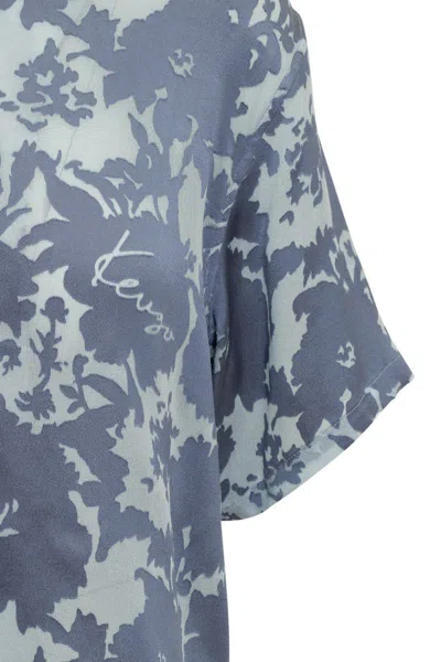 Shop Kenzo Flower Camo Pattern Shirt In Blue