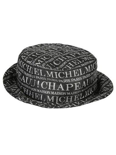 Shop Maison Michel Logo Print Bucket Hat In Black