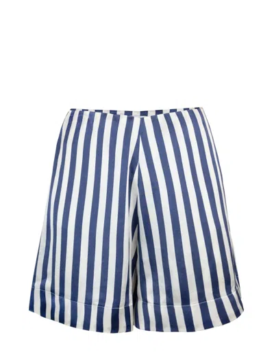 Shop Mvp Wardrobe Trousers In Cream/deep Blue