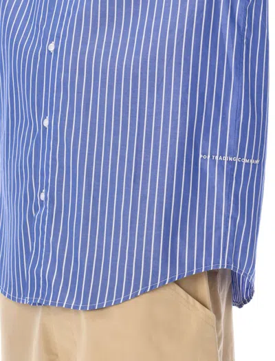 Shop Pop Trading Company Pop Trading Company Pop Striped Shirt In Blue