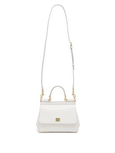 Shop Dolce & Gabbana Small Miss Sicily Lizard-embossed Leather Top-handle Satchel In Limone