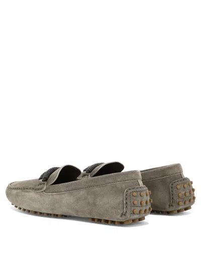 Shop Brunello Cucinelli Loafers With Monili In Brown