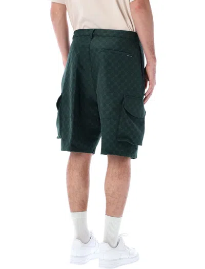 Shop Daily Paper Benji Monogram Cargo Shorts In Pine Green