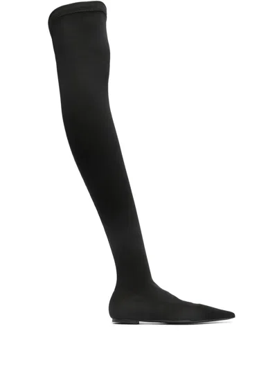 Shop Dolce & Gabbana Thigh High Flat Boots In Black