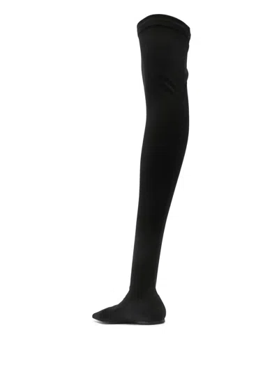 Shop Dolce & Gabbana Thigh High Flat Boots In Black