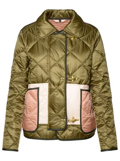 Shop Fay Green Polyamide '3 Ganci' Quilted Jacket