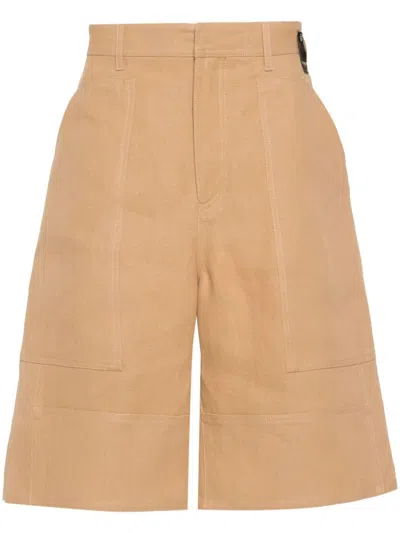 Shop Fendi Canvas Bermuda Shorts Clothing In Beige
