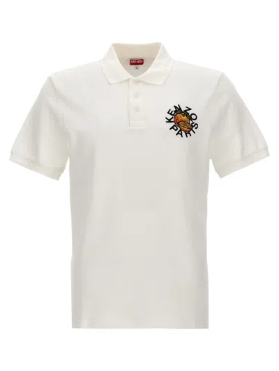 Shop Kenzo ' Orange' Polo Shirt In White